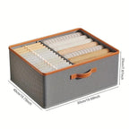 Foldable Fabric Storage Box with Lid Beige 50x40x20 cm Closet Organizer — Image 8