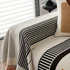 Modern Geometric Cotton Sofa Throw Blanket Black White Orange Striped Decorative Living Room Cover — Image 5