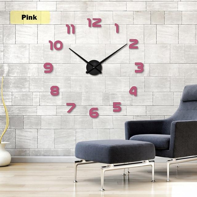 Modern 3D DIY Wall Clock Frameless Acrylic Mirror Large Home Decor — Image 6