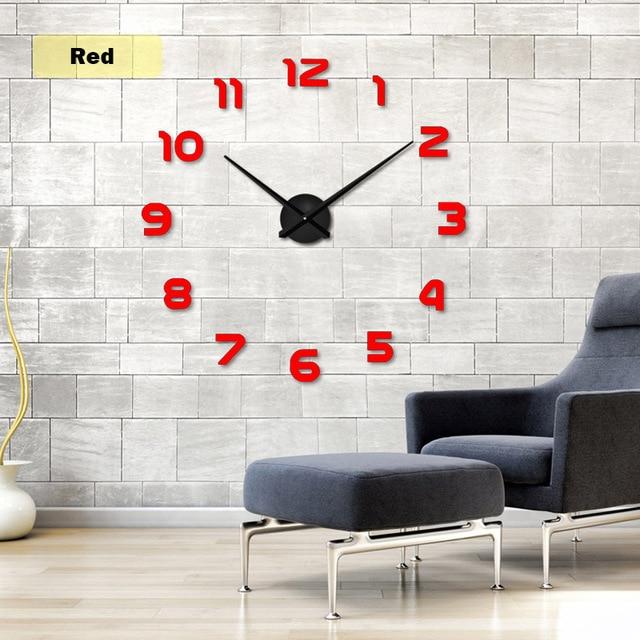 Modern 3D DIY Wall Clock Frameless Acrylic Mirror Large Home Decor — Image 7