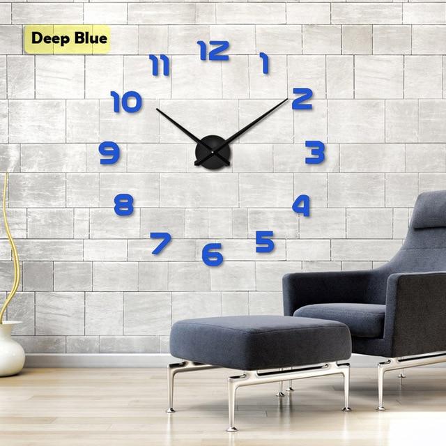 Modern 3D DIY Wall Clock Frameless Acrylic Mirror Large Home Decor — Image 2