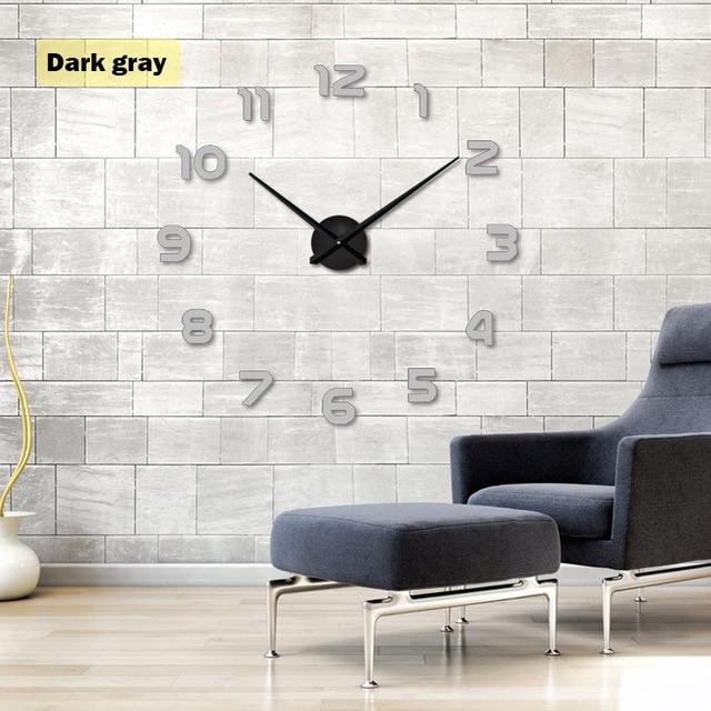 Modern 3D DIY Wall Clock Frameless Acrylic Mirror Large Home Decor — Image 5
