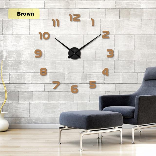 Modern 3D DIY Wall Clock Frameless Acrylic Mirror Large Home Decor — Image 3