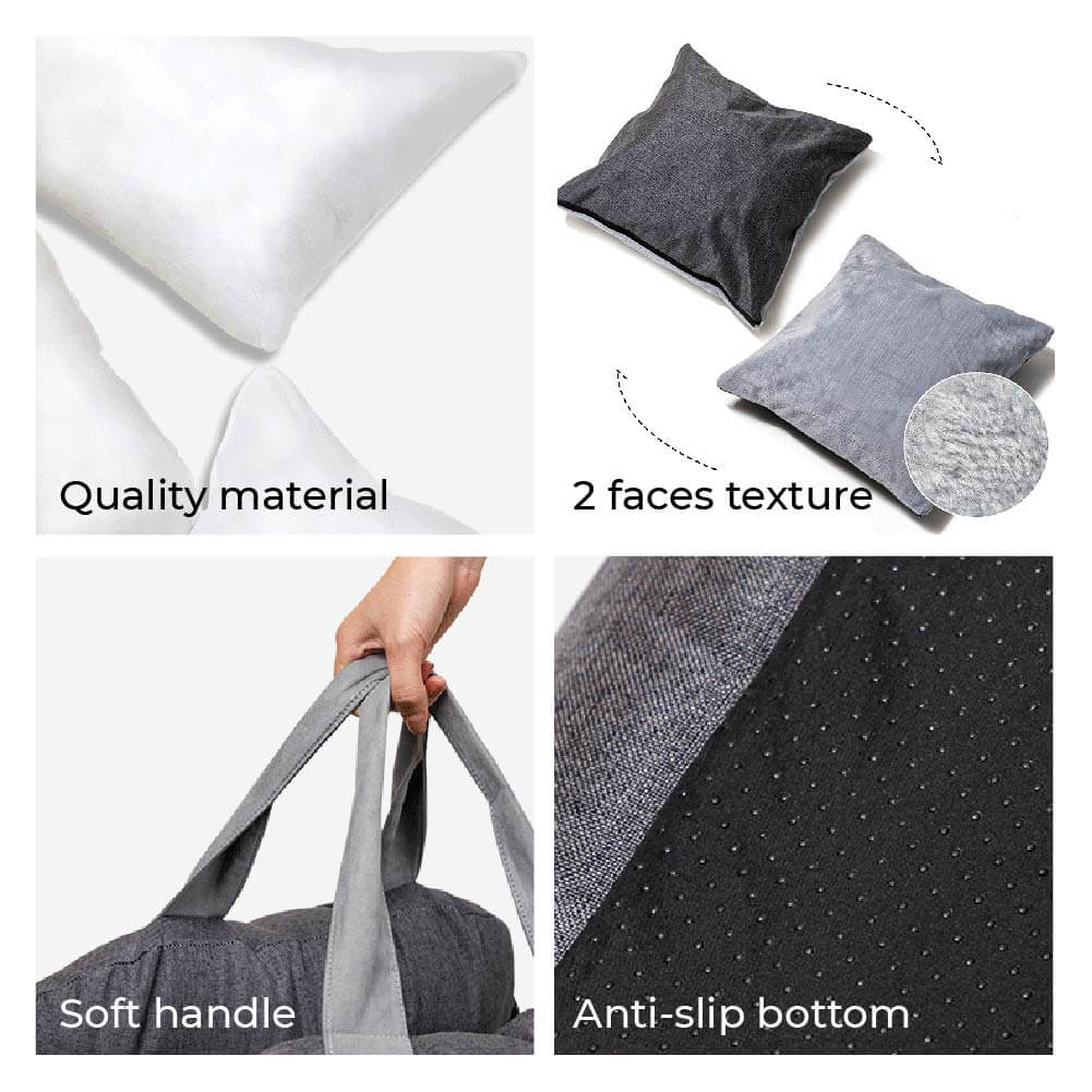 Funny Fuzzy Pet Car Seat Bed Soft Washable Cushion Safety Strap Anti-Slip Bottom — Image 7