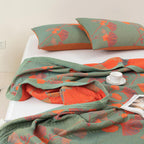 Elegant Floral Quilted Bedspread Set Green Orange Cotton King Size Bedding — Image 10