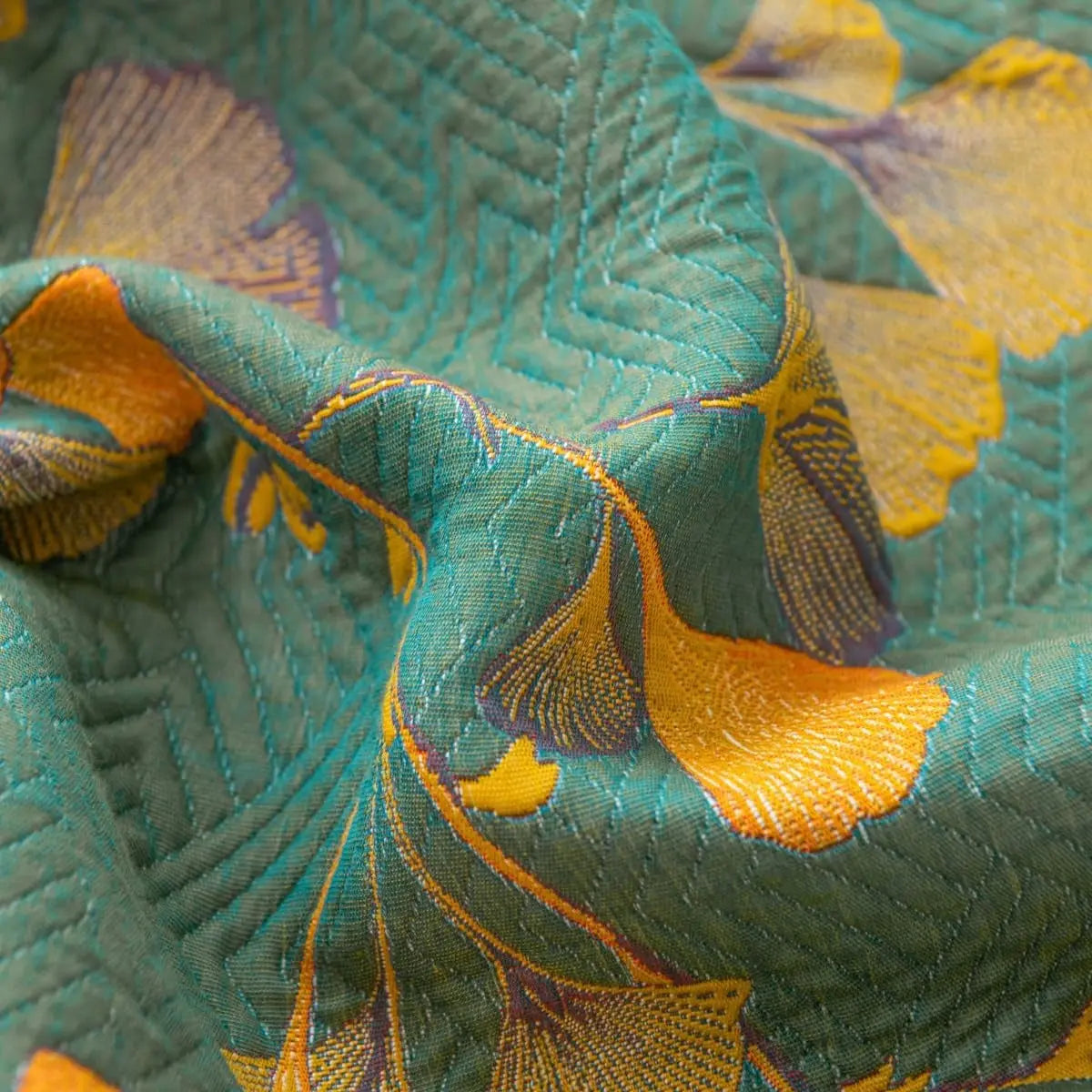 Elegant Floral Quilt Set Cotton Green Yellow Reversible King Size Bedding — Image 7