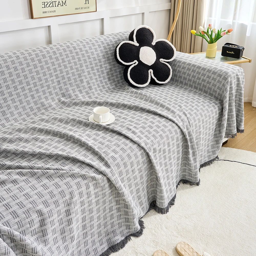 Woven Cotton Sofa Throw Blanket Geometric Pattern Couch Cover Living Room — Image 8