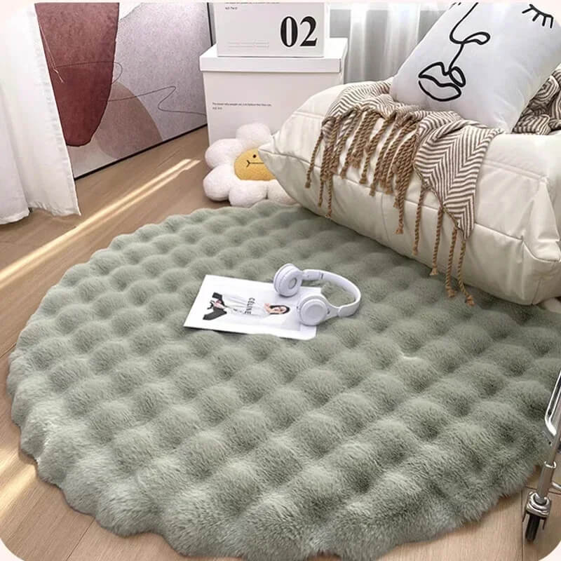 Plush Round Area Rug Soft Faux Fur Carpet Non-Slip Living Room Bedroom — Image 3