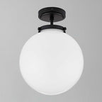 Modern Globe Ceiling Light Fixture White Glass Chrome Finish 25cm Diameter — Image 6