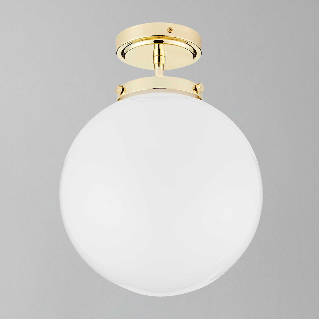 Modern Globe Ceiling Light Fixture White Glass Chrome Finish 25cm Diameter — Image 4