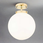 Modern Globe Ceiling Light Fixture White Glass Chrome Finish 25cm Diameter — Image 3