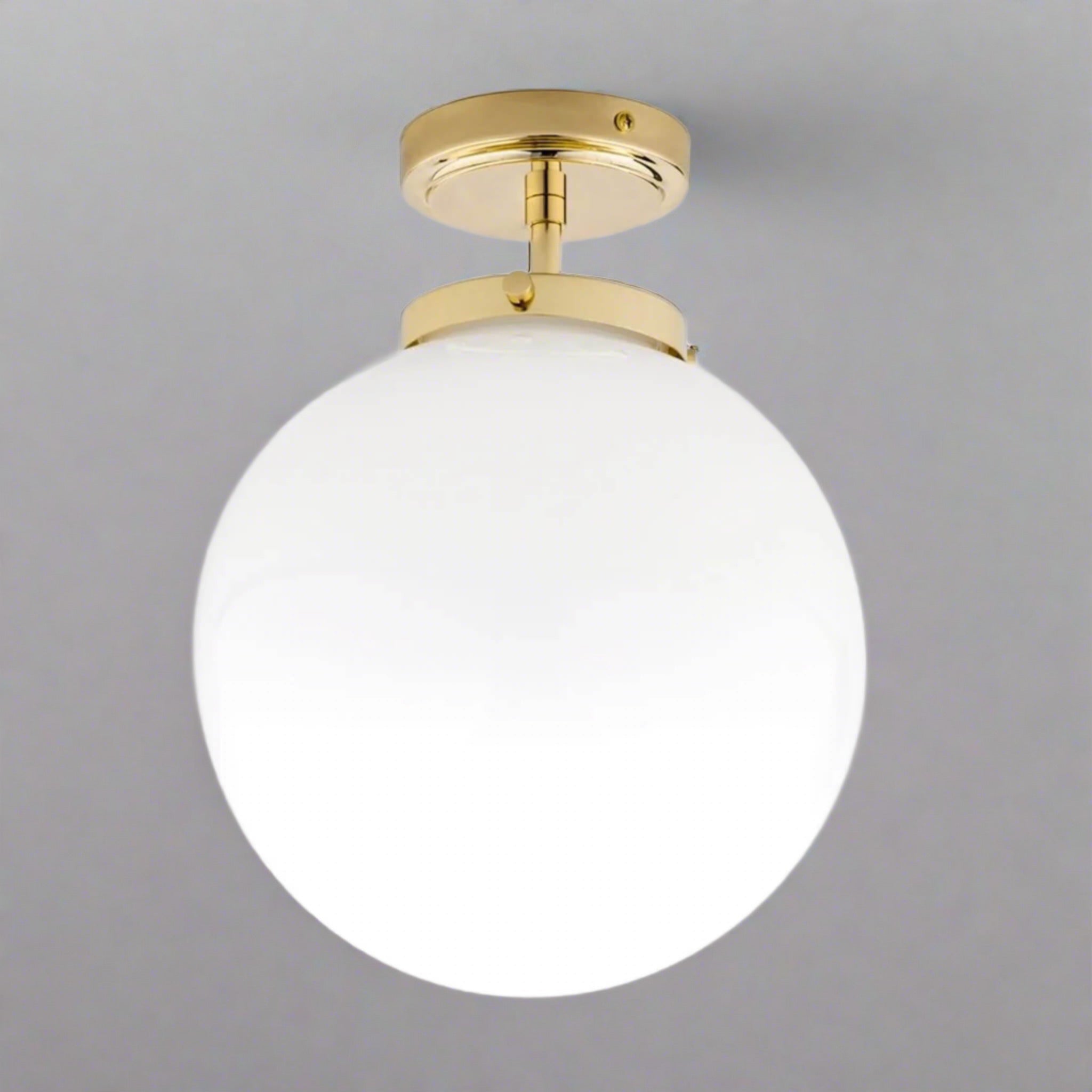 Modern Globe Ceiling Light Fixture White Glass Chrome Finish 25cm Diameter — Image 8