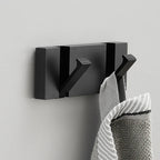 Modern Wall-Mounted Foldable Hook Rack Black Aluminum Gold Accents 5 Hooks — Image 12