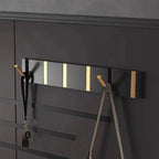 Modern Wall-Mounted Foldable Hook Rack Black Aluminum Gold Accents 5 Hooks — Image 2