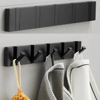 Modern Wall-Mounted Foldable Hook Rack Black Aluminum Gold Accents 5 Hooks — Image 5