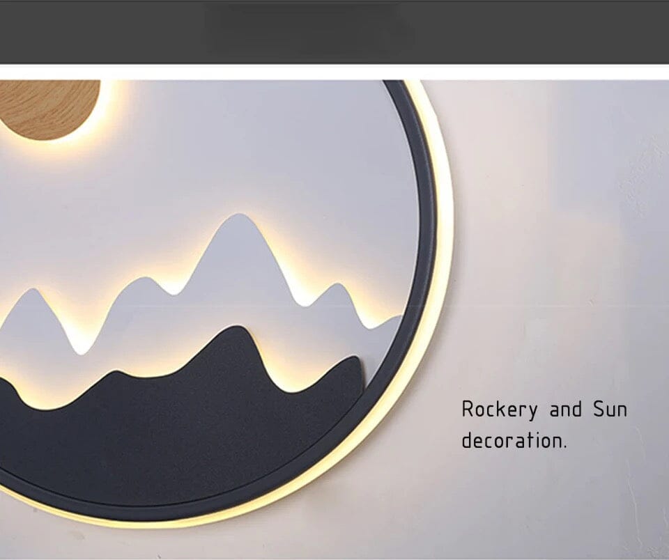 Modern Outdoor LED Wall Light Circular Mountain Sun Design Waterproof Metal — Image 7