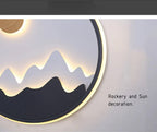 Modern Outdoor LED Wall Light Circular Mountain Sun Design Waterproof Metal — Image 7