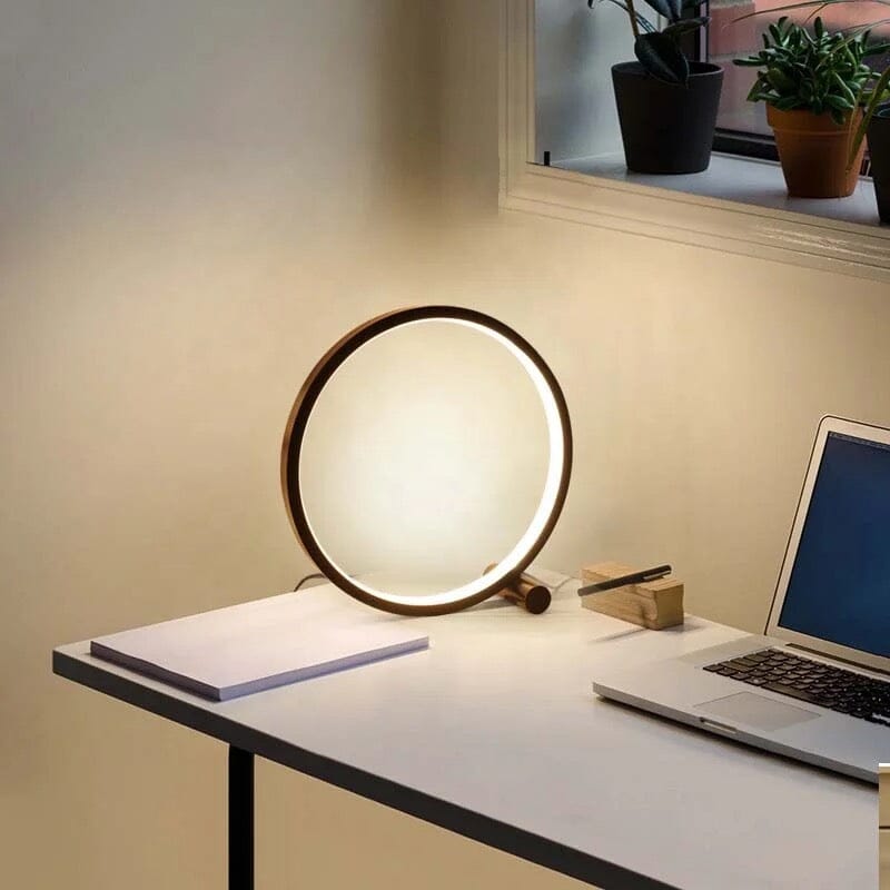 Modern LED Ring Table Lamp with Touch Control, Adjustable Brightness, Black/White, Minimalist Design — Image 7