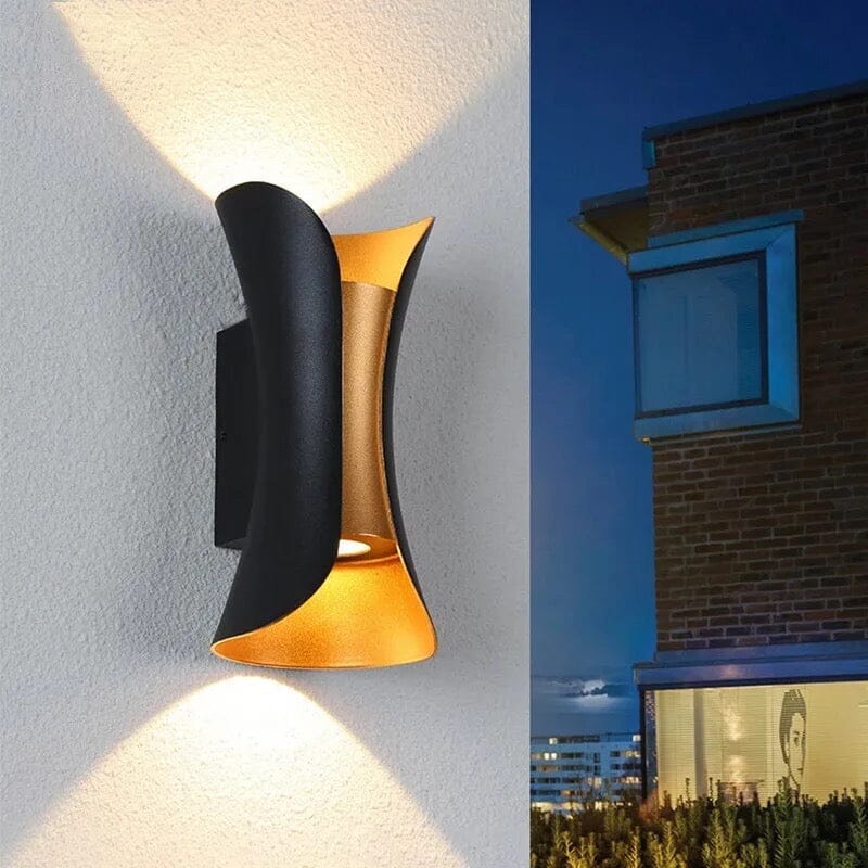 Modern LED Wall Sconce Light Fixture - Black and Gold, IP65 Waterproof, Small 6W/Large 10W — Image 4