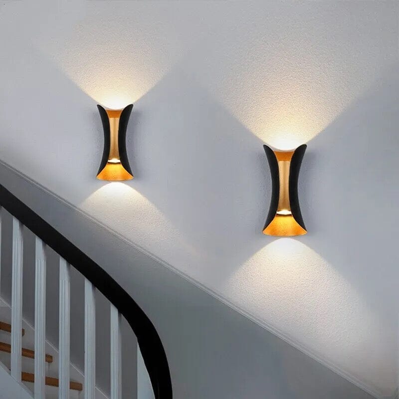 Modern LED Wall Sconce Light Fixture - Black and Gold, IP65 Waterproof, Small 6W/Large 10W — Image 6