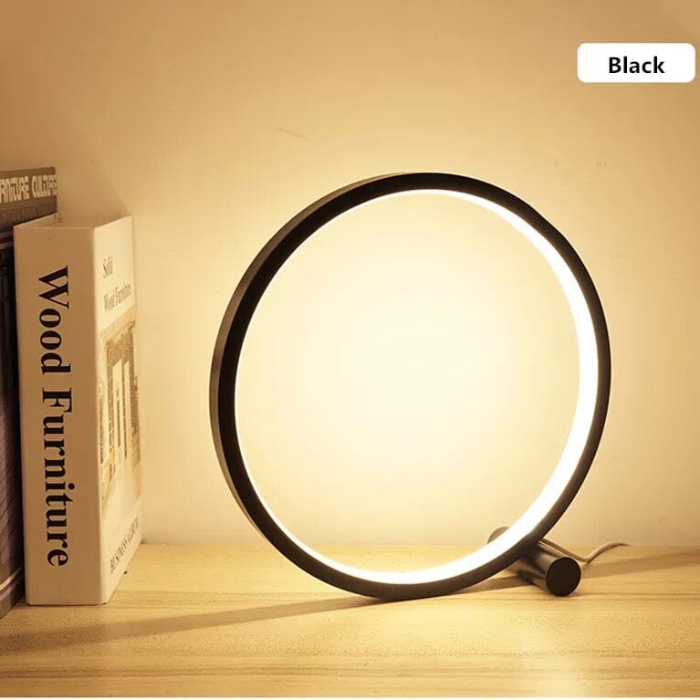 Modern LED Ring Table Lamp with Touch Control, Adjustable Brightness, Black/White, Minimalist Design — Image 12