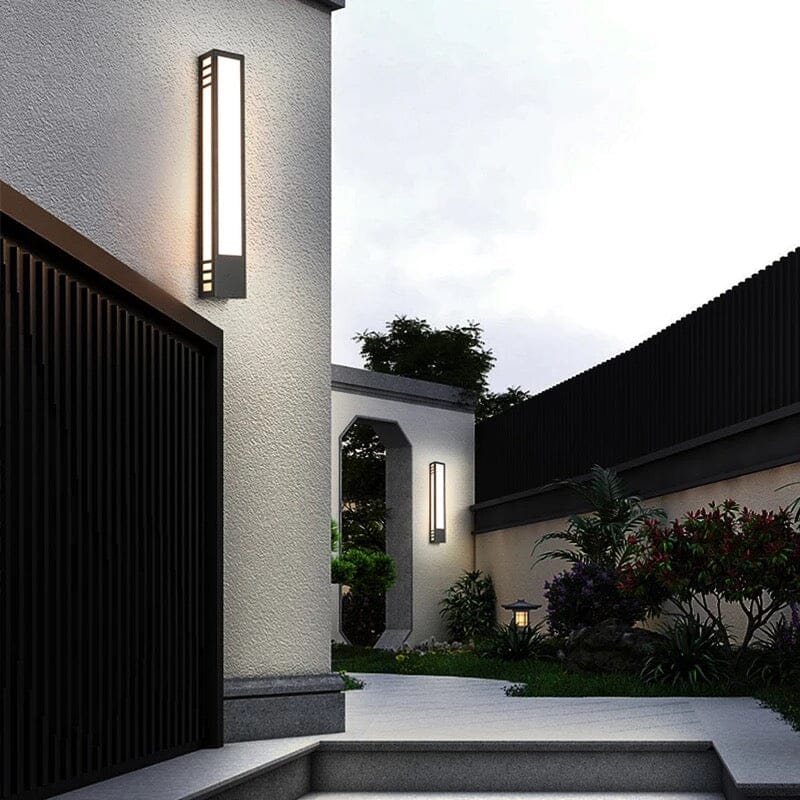 Modern Outdoor Wall Light Fixture LED Wrought Iron Acrylic 80cm Black Waterproof — Image 3