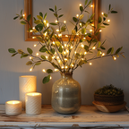 LED Lighted Faux Eucalyptus Branches with Warm White Fairy Lights for Home Decor — Image 4