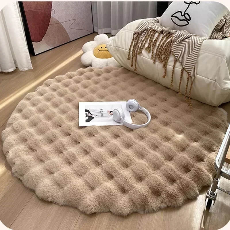 Plush Round Area Rug Soft Faux Fur Carpet Non-Slip Living Room Bedroom — Image 2