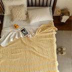 CozyHome Cotton Striped Reversible Blanket Yellow White Soft Lightweight — Image 4