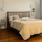 Cozy Home Striped Cotton Blanket - Yellow/White, Soft and Lightweight, 150x200cm — Image 5