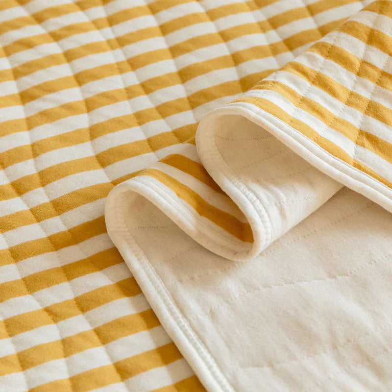CozyHome Cotton Striped Reversible Blanket Yellow White Soft Lightweight — Image 7