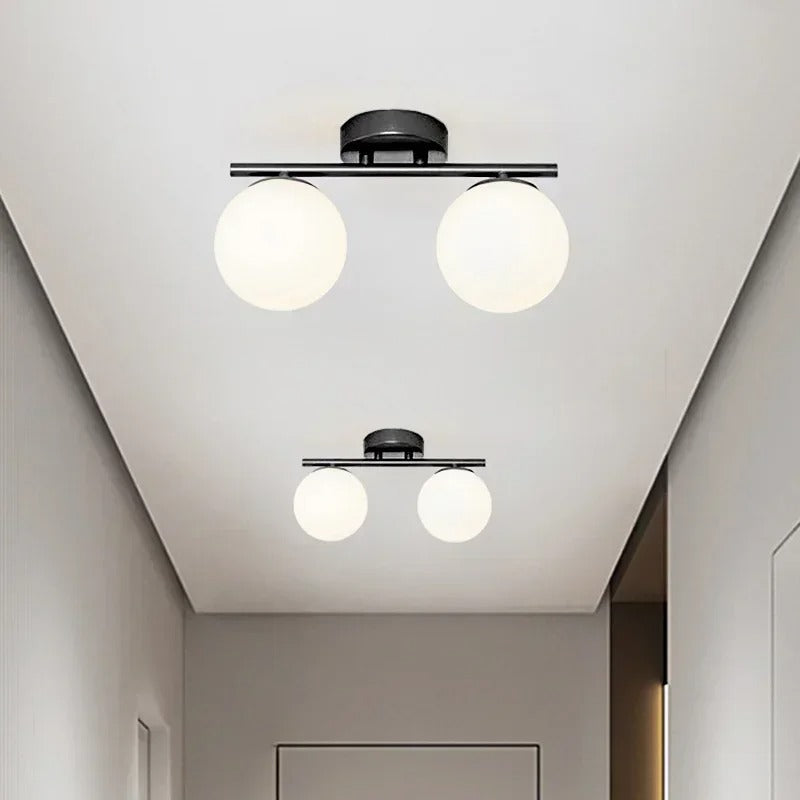 Ascelin Modern Ceiling Light Fixture - Gold & Black, Glass Globes, 2-3 Bulbs — Image 5