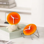 Modern Minimalist Orange Fruit Design Desk Clock with Metal Stand and Ceramic Base — Main Image