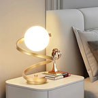 Modern Spiral LED Table Lamp Gold Metal Energy-Efficient for Bedroom Office — Main Image