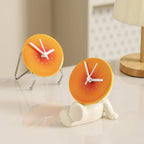 Modern Minimalist Orange Fruit Design Desk Clock with Metal Stand and Ceramic Base — Image 2