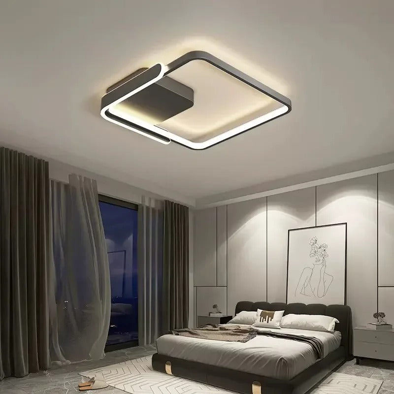 Modern LED Ceiling Light Fixture Acrylic Circular Design White Black — Image 4