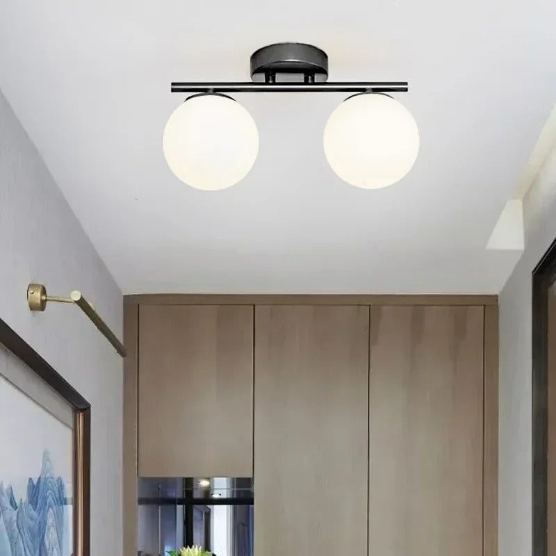 Ascelin Modern Ceiling Light Fixture - Gold & Black, Glass Globes, 2-3 Bulbs — Image 8
