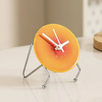 Modern Minimalist Orange Fruit Design Desk Clock with Metal Stand and Ceramic Base — Image 5