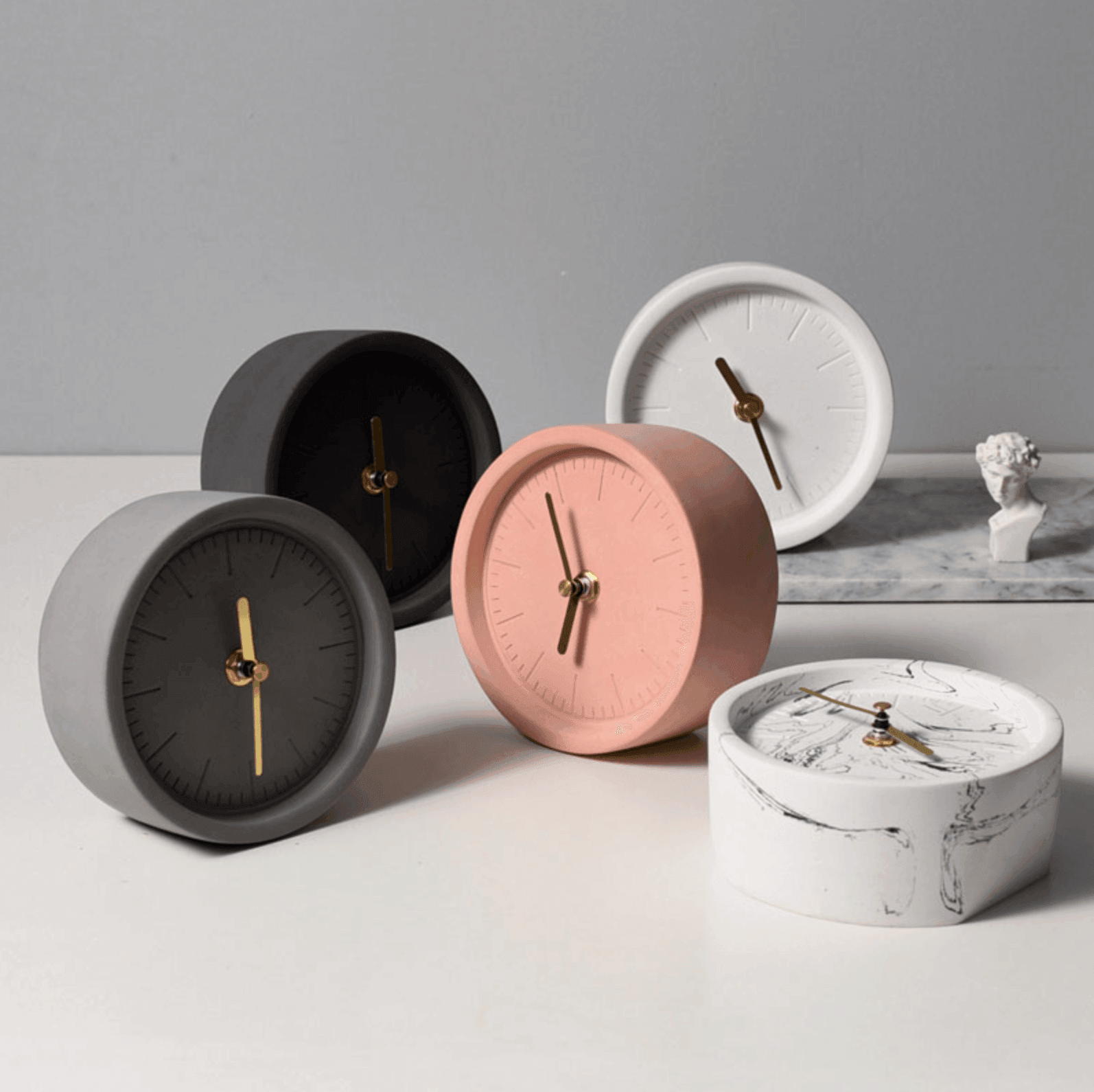 Modern Minimalist Concrete Desk Clock Silent Quartz Movement Home Office Decor — Main Image