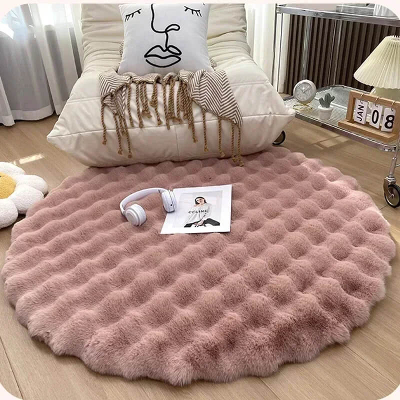 Plush Round Area Rug Soft Faux Fur Carpet Non-Slip Living Room Bedroom — Image 16