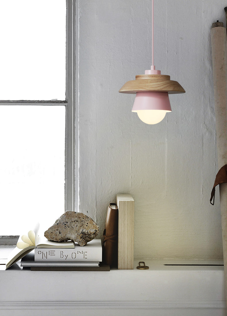 Nordic Style Wooden Metal Pendant Light Fixture - Modern Minimalist Hanging Lamp for Home Decor — Image 2