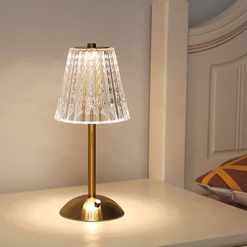 Elegant Gold Table Lamp with Glass Shade - Vintage Style, Metal Base, 15-inch — Image 5