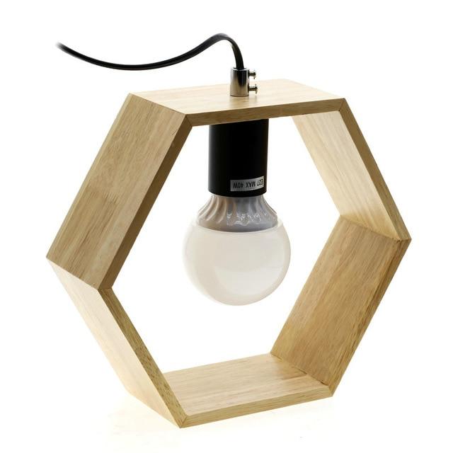 Modern Geometric Wooden Table Lamp - Hexagonal & Triangular Designs, Natural Wood, 130mm Height — Image 4