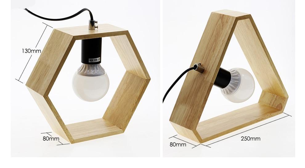 Modern Geometric Wooden Table Lamp - Hexagonal & Triangular Designs, Natural Wood, 130mm Height — Image 6
