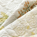 Floral Quilted Bedspread Set Cotton Green Botanical Pattern King Size — Image 8