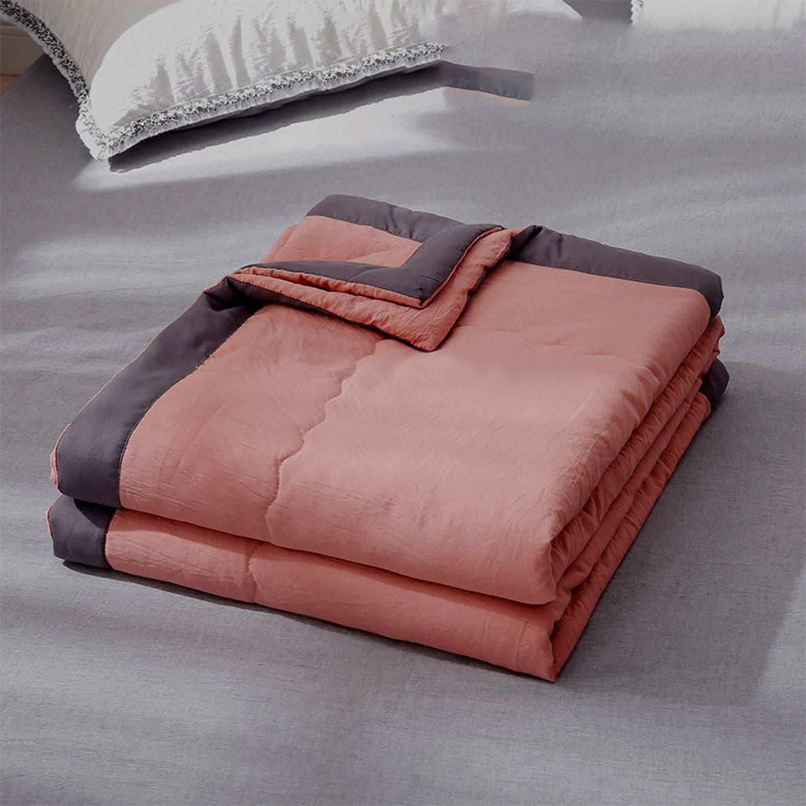 Cozy Reversible Cotton Comforter - Yellow & Gray, Queen Size, Soft & Warm — Image 10