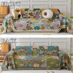 Reversible Floral Sofa Cover Cotton Blend Tapestry with Tassels for Living Room — Image 6