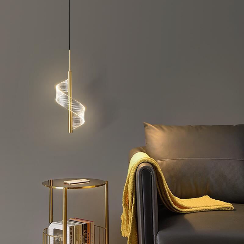Modern Spiral LED Pendant Light Gold Metal Adjustable Dimmable 40cm — Image 6