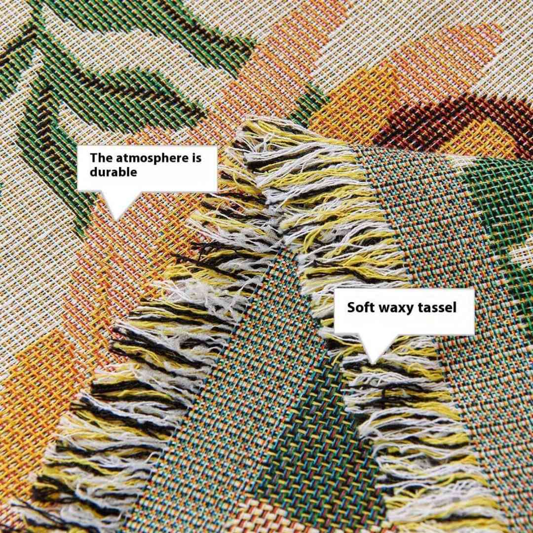 Reversible Floral Sofa Cover Cotton Blend Tapestry with Tassels for Living Room — Image 4