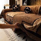 Elegant Woven Sofa Throw Blanket Cotton Blend Floral Pattern Brown — Image 2